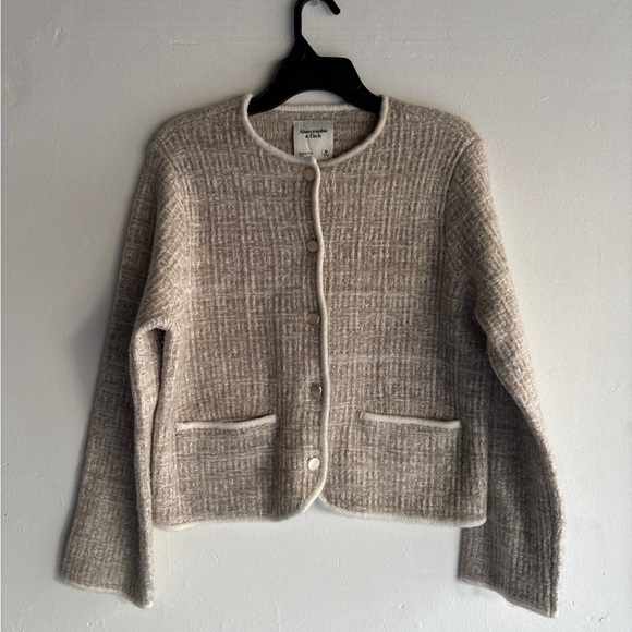 Abercrombie & Fitch Taupe wool blend Cardigan Sweater - Picture 1 of 4